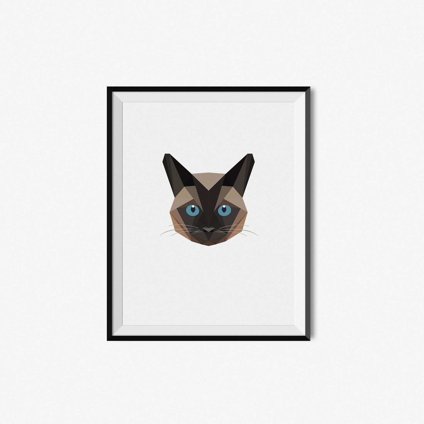 Brown Siamese Cat Portrait | Geometric Art Print