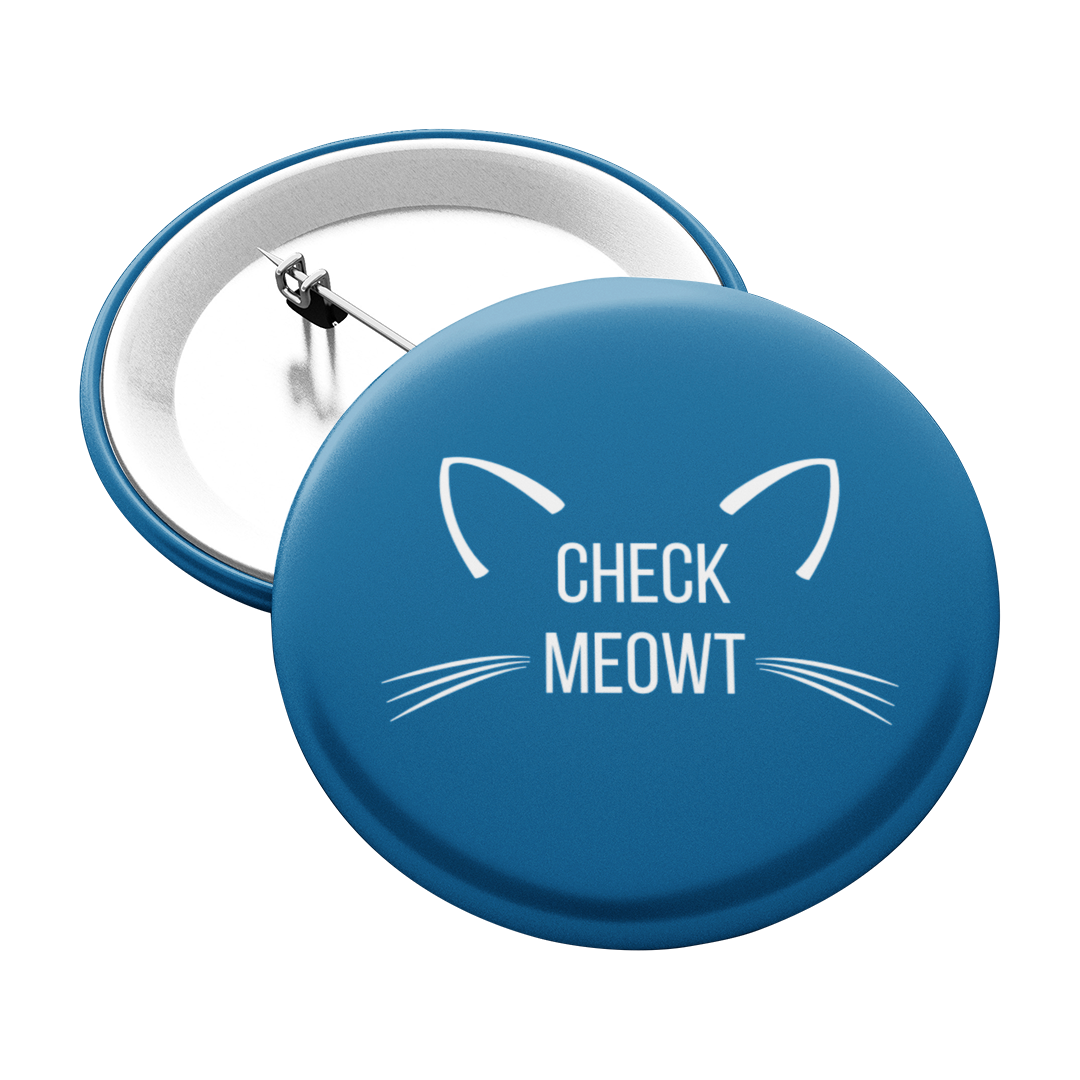 Check Meowt Pinback Button in Blue