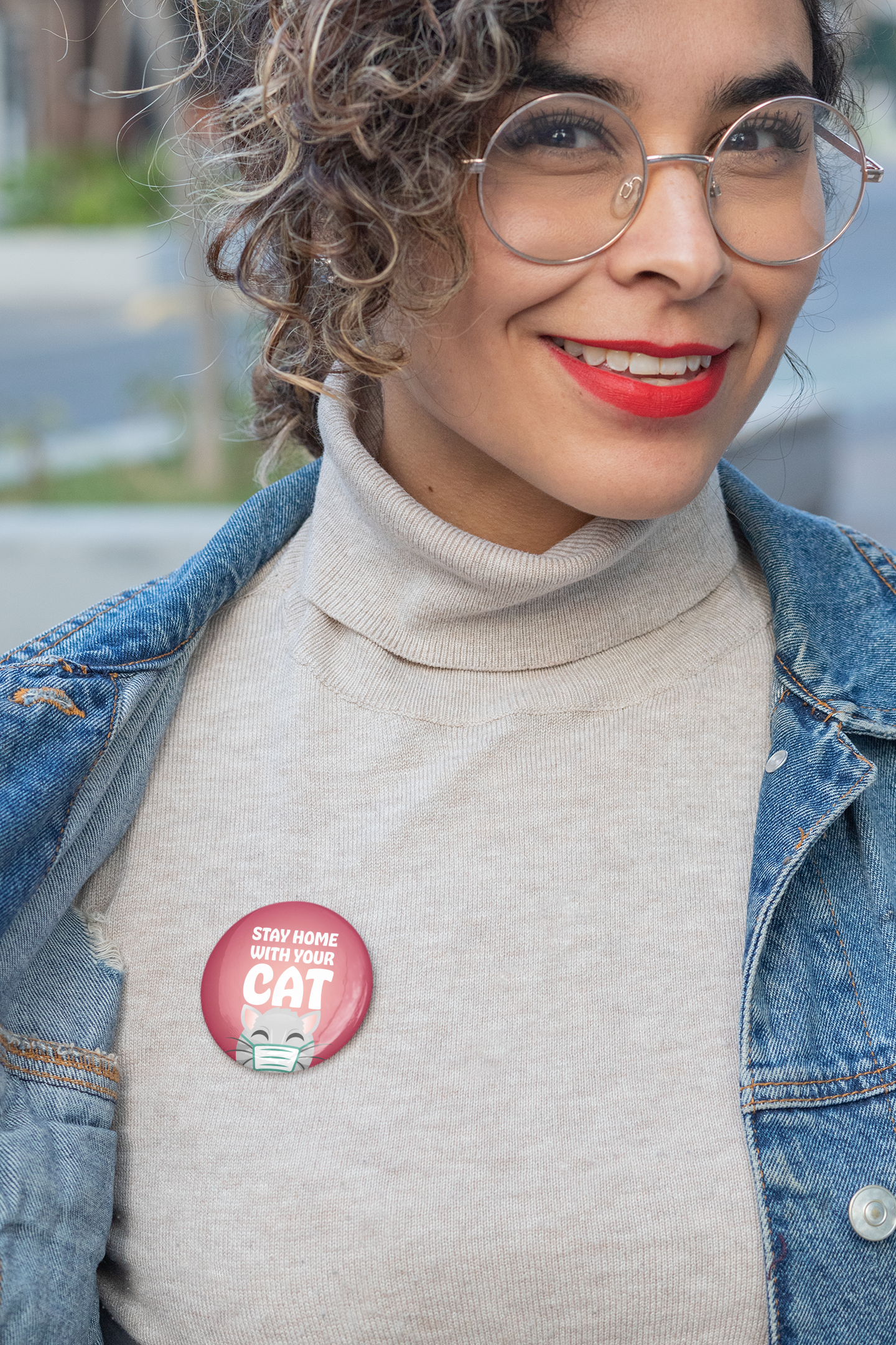 Stay Home With Your Cat Pinback Button