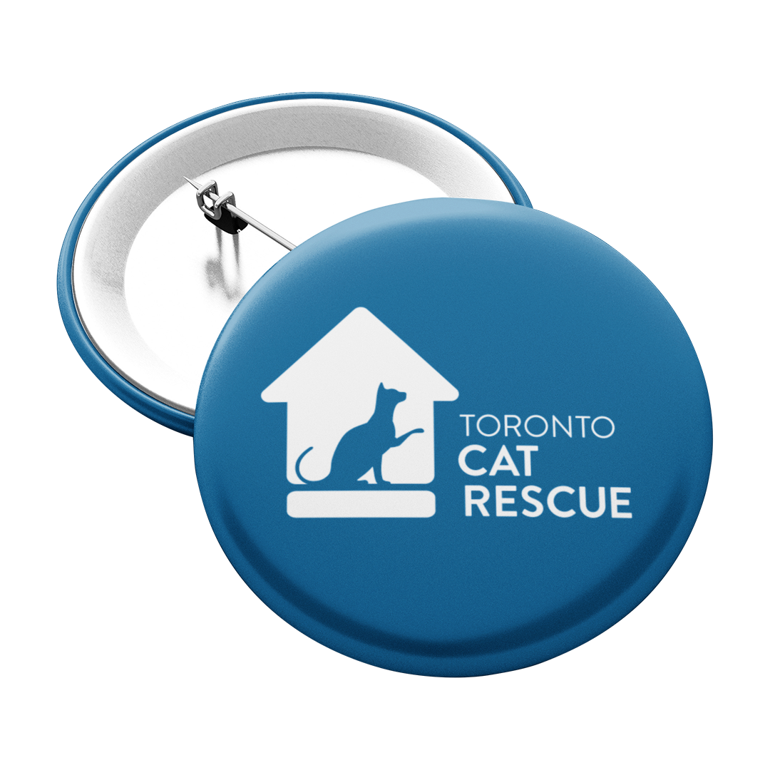 Toronto Cat Rescue Pinback Button in Blue