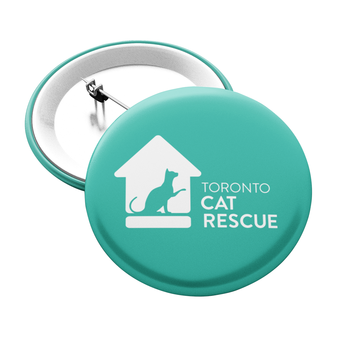 Toronto Cat Rescue Pinback Button in Turquoise