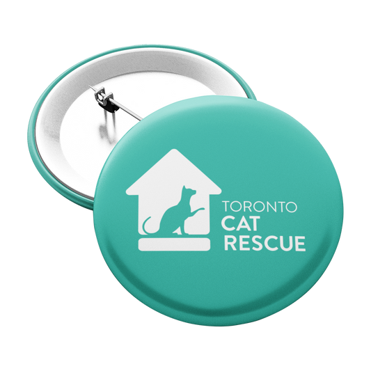 Toronto Cat Rescue Pinback Button in Turquoise