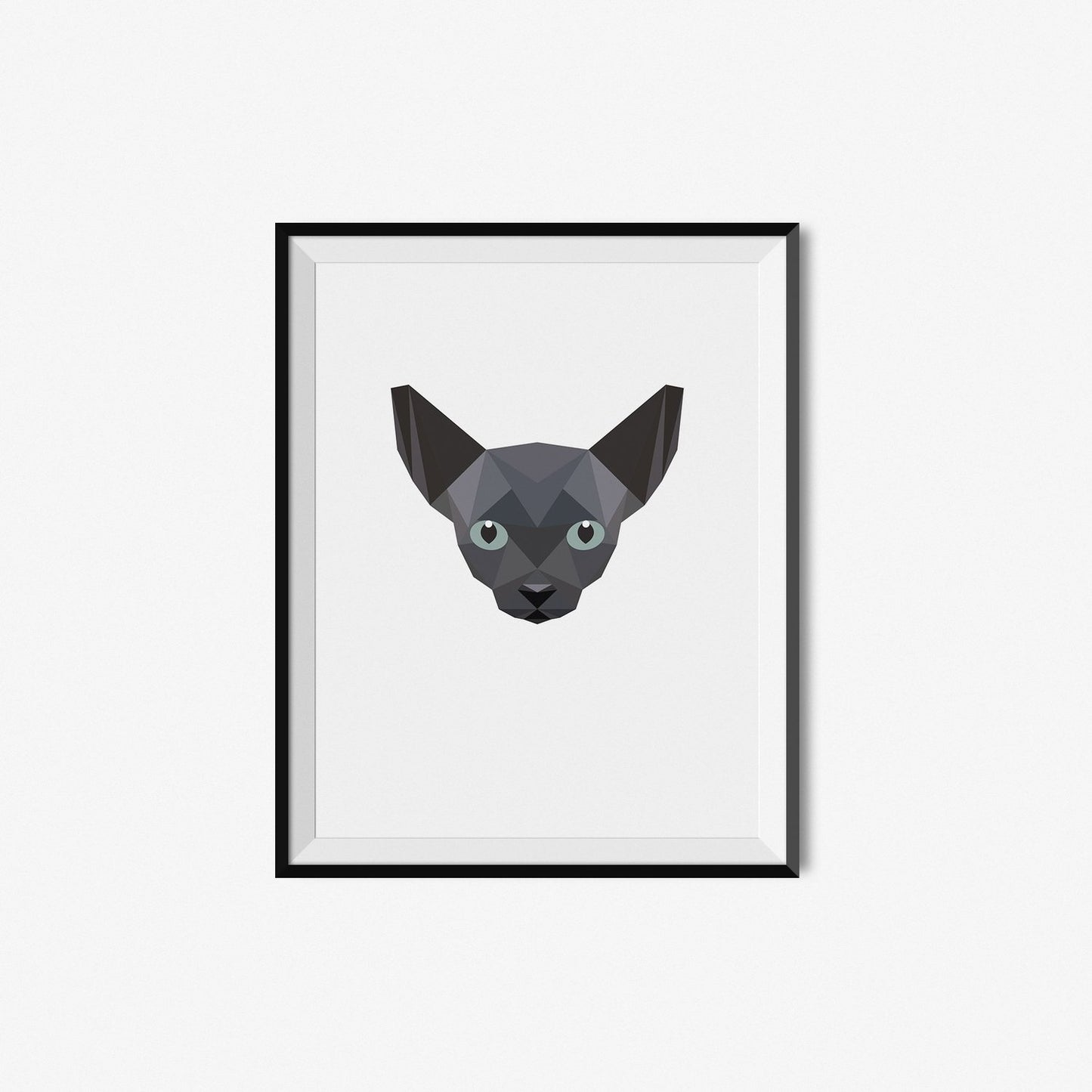 Black Sphynx Cat Portrait | Geometric Art Print