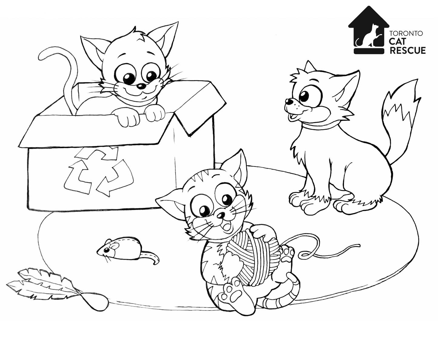 Kitty Whimsy #1 | Free Printable Colouring Page