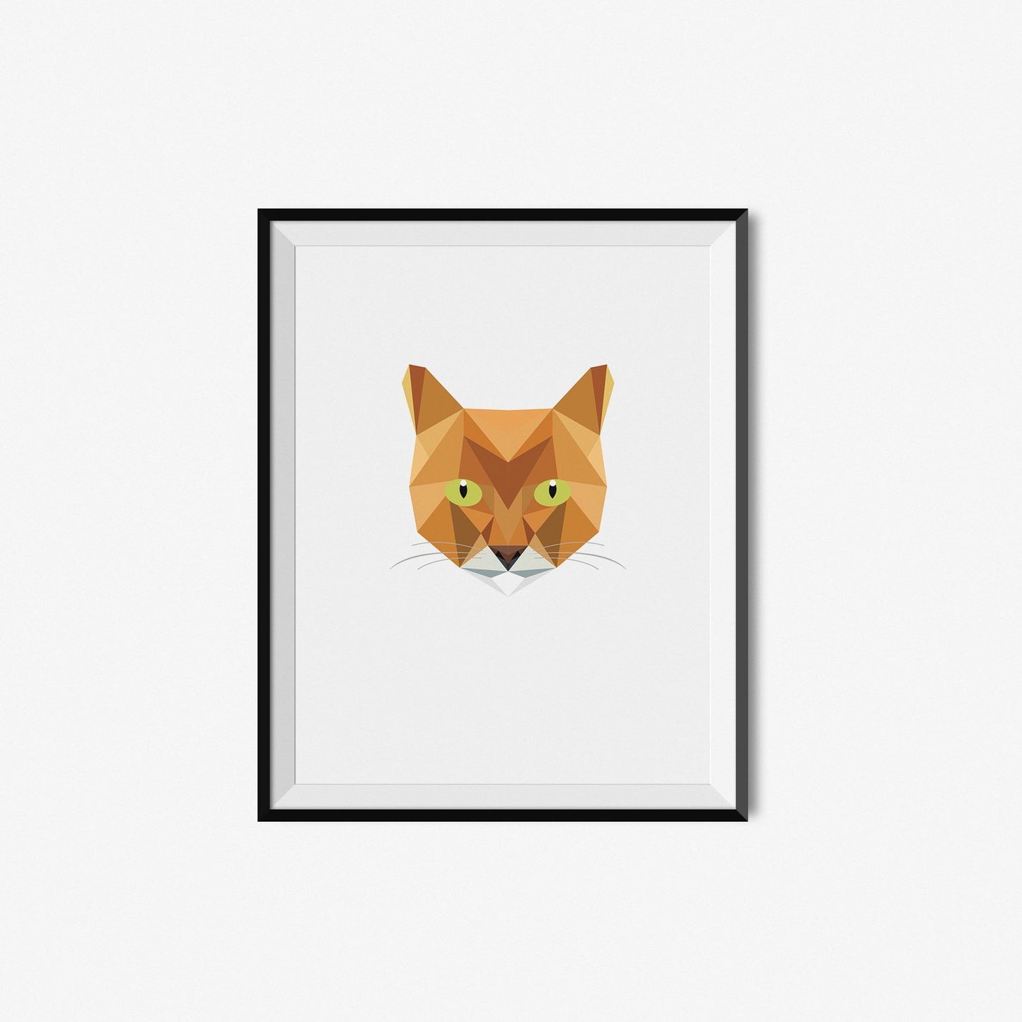 Orange Cat Portrait | Geometric Art Print