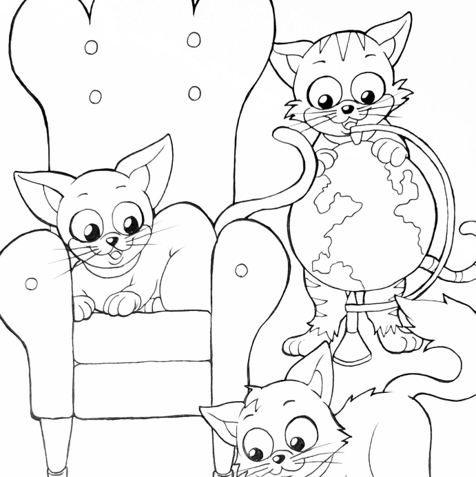 Kitty Whimsy #2 | Free Printable Colouring Page