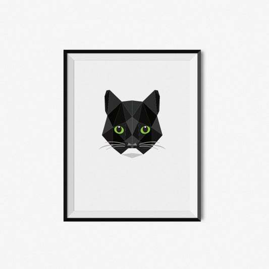 Tuxedo Cat Portrait | Geometric Art Print
