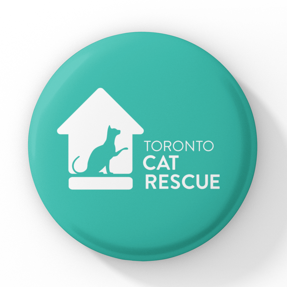 Toronto Cat Rescue Pinback Button in Turquoise